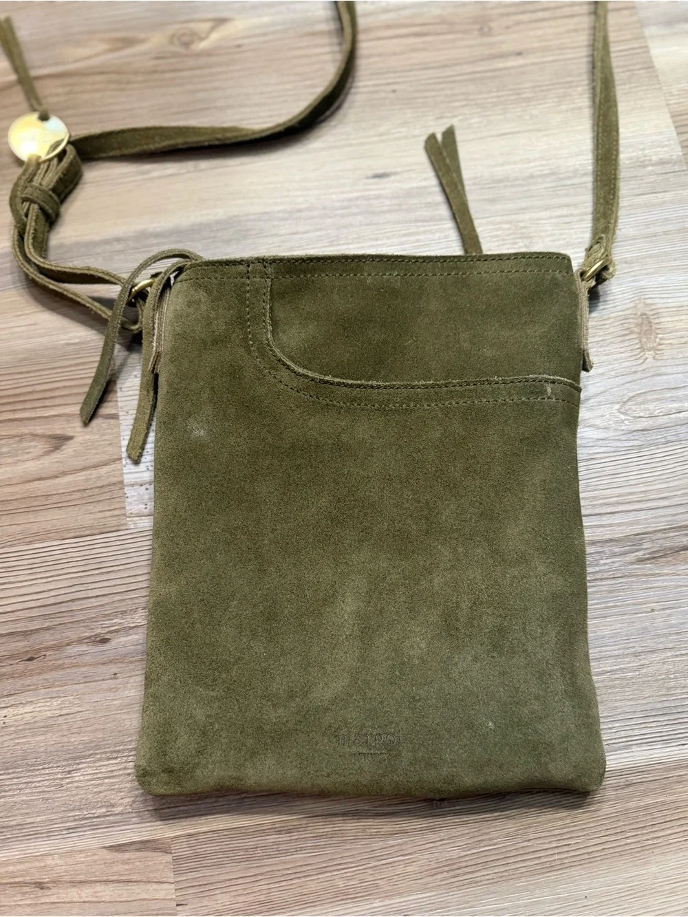 margot Olive Suede bohemian-style crossbody bag